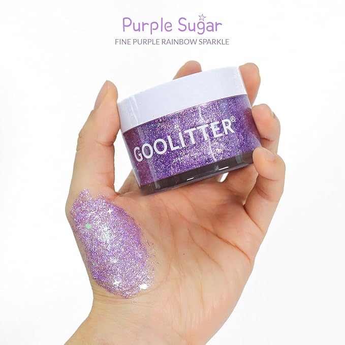 Face, Body & Hair Holographic Purple Glitter Gel [Purple Sugar] 2oz (60mL) | Fine | K-Beauty | Halloween, Festival, EDM, Rave, Party, Concert, Costume Makeup | Vegan, Cruelty Free