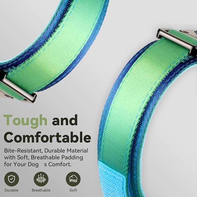 2026 Upgrade Waterproof Tactical AirTag Dog Collar, Built in AirTag Holder | Comfortable Control Handle, Quick Release Metal Buckle, Durable 1000D Nylon, For Medium to Large Dogs, Lime Wave,M