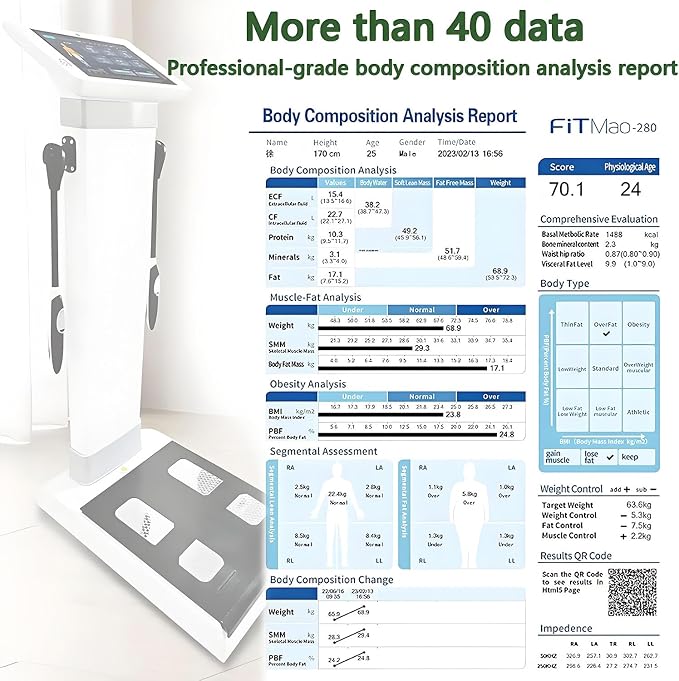 Body Composition Analyser Weight Height Measurement Intelligent Body Scanner Measurement Analysis Fat Testing Machine Human Analyzer with Printer