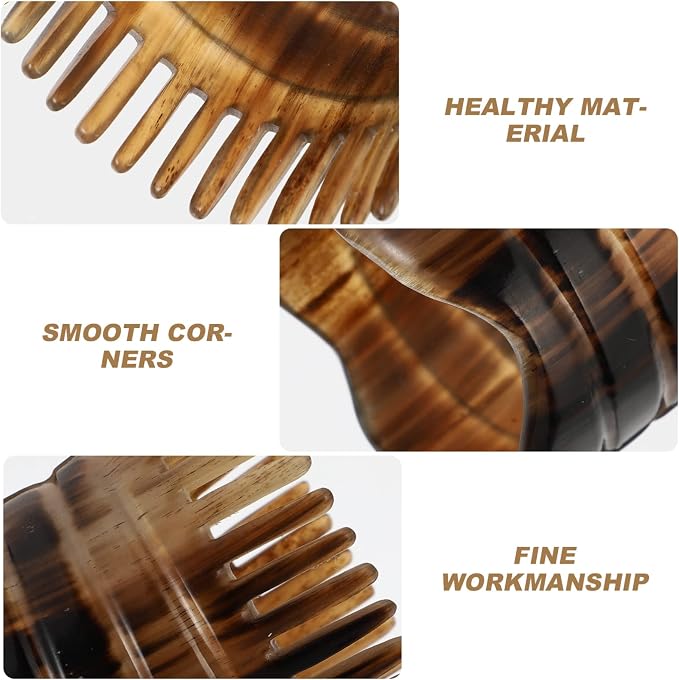 Dandruff Comb Scalp Massager Tool, Natural Bull Horn Scalp Massage Comb Hair Growth, Head Massager Stimulator Exfoliator Shampoo Brush for Women Hair Care（Random Styles）