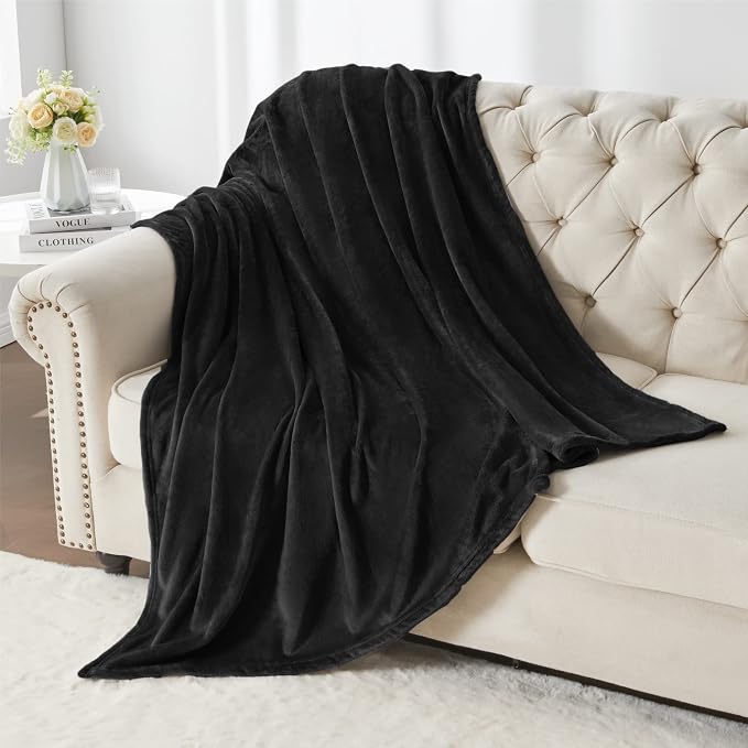 BEDELITE Fleece Blanket Soft Plush Throw for Couch Black 50"x60" | Ultra Soft Fleece, Plush Microfiber, Lightweight Warmth, All Season Comfort, Fade Resistant, Machine Washable, Couch Sofa Bed