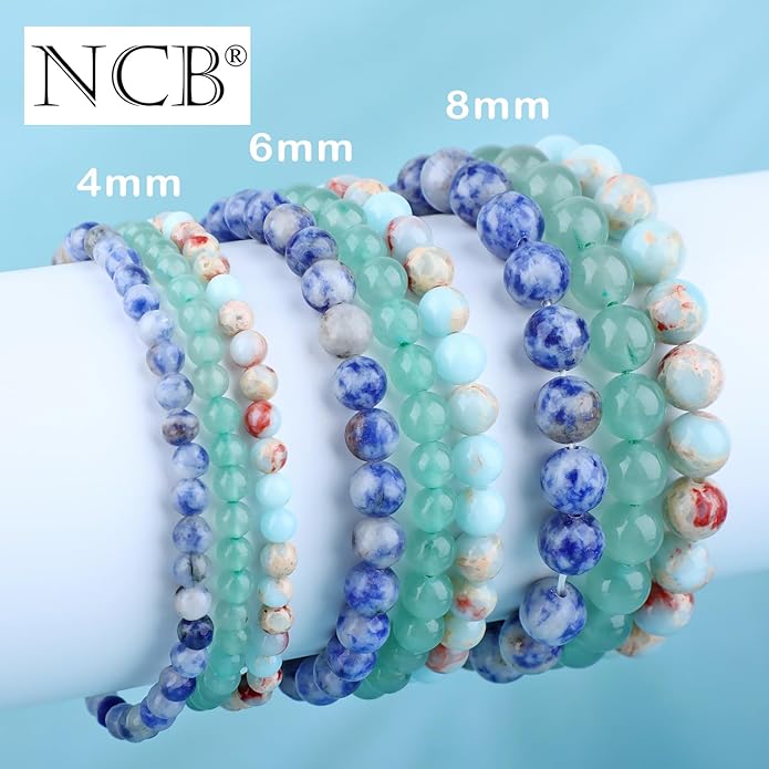 NCB 2.3-Piece 4mm Natural Crystal Gemstone Stretch Bracelets – Handmade Reiki Energy Healing Jewelry for Meditation,Yoga, Unisex
