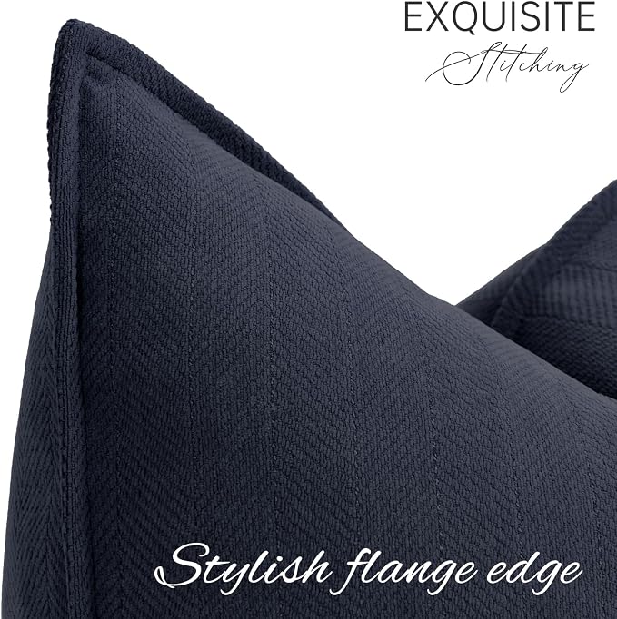 Navy12x20 Pillow Covers Set of 2 Chenille Throw Pillow Covers with Elegant Design Soft and Luxurious Decorative Throw Pillows for Couch, Bed, and Home Decor