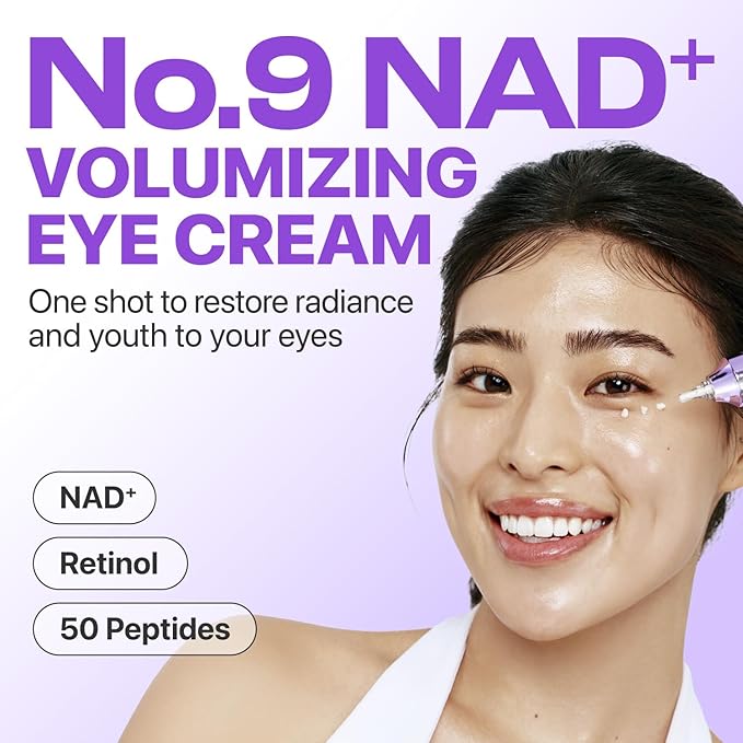 numbuzin No.9 Eye Cream | NAD+ Retinol Volumetox Eye Cream | Dark Circles, Glow Up, Firming, Wrinkles, Fine Lines, Depuff | Peptides, Niacinamide | Restores Radiance for Undereyes | 0.33 fl. oz.