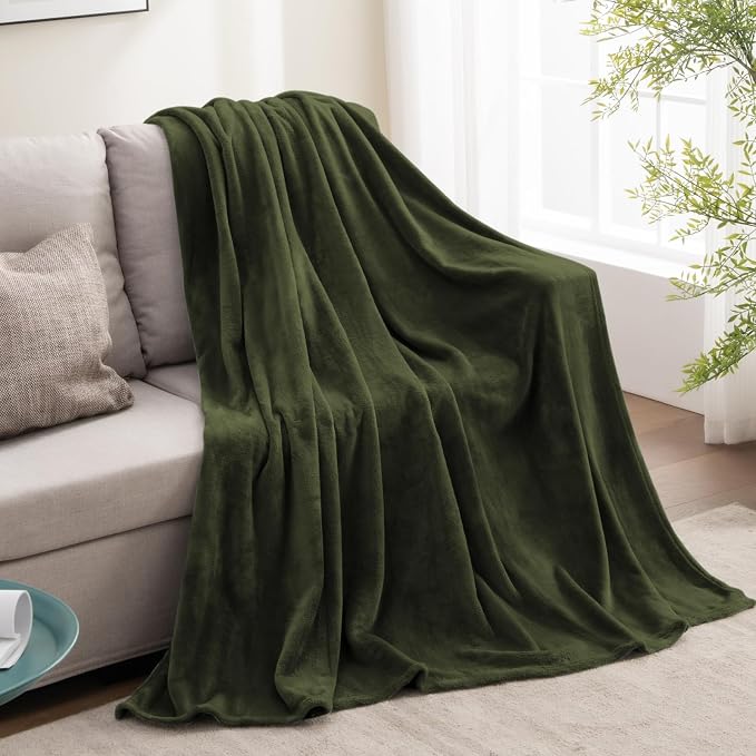 BEDELITE Fleece Blanket Soft Plush Twin Size Blanket Olive Green 60"x80" | Ultra Soft Fleece, Plush Microfiber, Lightweight Warmth, All Season Comfort, Fade Resistant, Machine Washable, Couch Sofa Bed