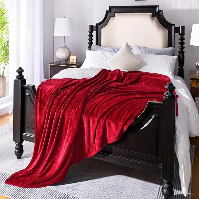 Red Fleece Plush Throw Blanket 90"x90"for Couch Sofa Fuzzy Cozy Flannel | Super Soft Lightweight Microfiber Blanket for Bed Chair bedroom Home Decor All Season,Birthday Gifts for Women Mom Adult