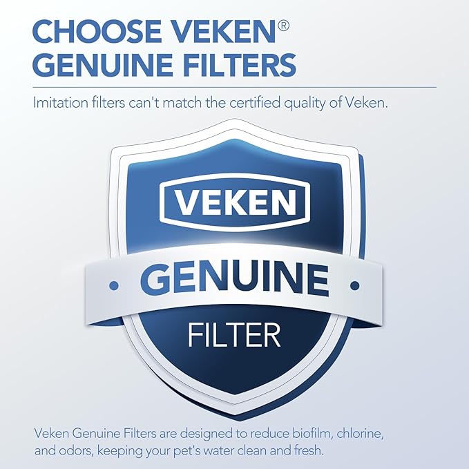 Veken PP Housing Cat Water Fountain Filters, 4 Pack Replacement Filters | and 4 Pack Replacement Pre-Filter Sponges Set for 50oz, 84oz, 95oz or 108oz Automatic Pet Fountain Dog Water Dispenser