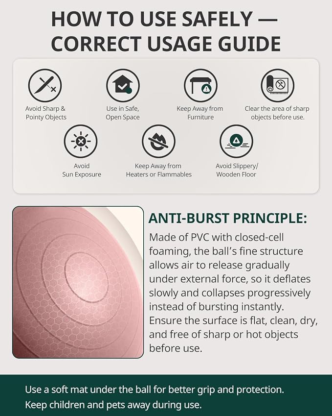 Trideer Exercise Ball, Stability Yoga Ball for Physical Therapy, Active Sitting, Pregnancy & Birth Labor Prep, Core Strength, Balance Training, Posture Improvement and Daily Stretching, 55/65/75cm