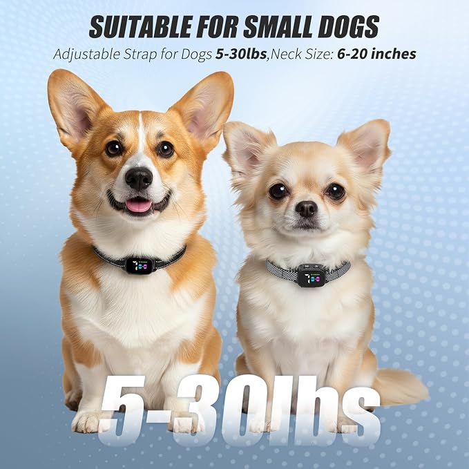 Anti Bark Collar for Small Dogs 2 Pack, No Shock Bark Collar with Beep & Vibration, 7 Sensitivity Levels, Smart Bark Detection, Rechargeable IP67 Waterproof Bark Collar for Small Dogs 5-30lbs