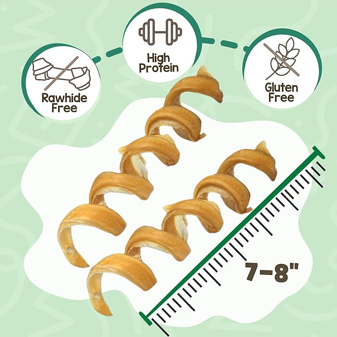 Nature Gnaws Bully Stick Springs 7-8" Rawhide Free Dog Chews, 12 Count