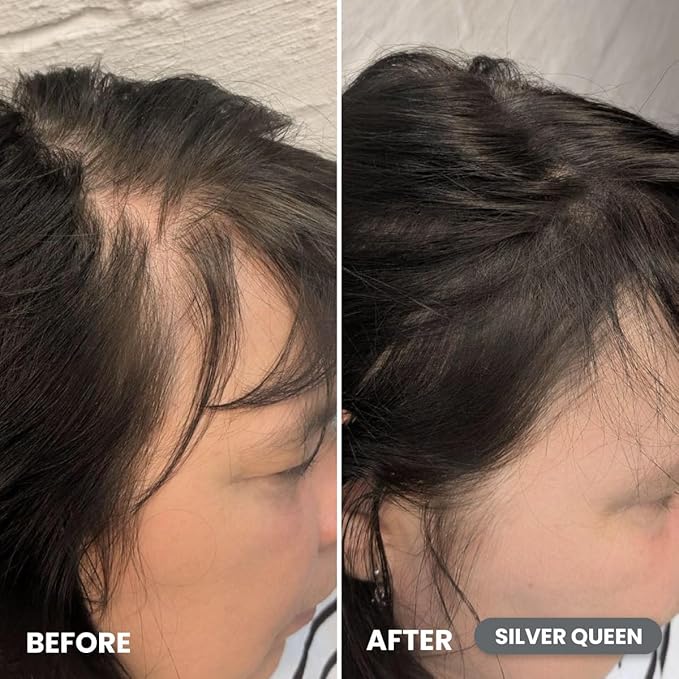 Prime Prometics Instant Coverage Hairline Powder for Mature Women – Covers Grays, Roots & Thinning Areas – Water & Sweat-Resistant – Natural, Fuller-Looking Hairline (Silver Queen)