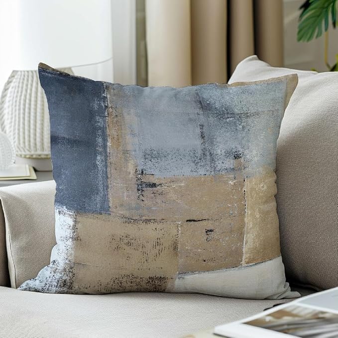 Throw Pillow Covers for Couch, 22x22 Inch, 2 Pack, Brown Grey | Decorative Throw Pillow Covers Cushion Covers for Couch Bedroom Sofa Living Room