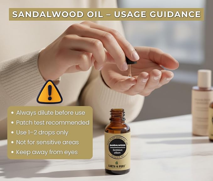 Earth N Pure Sandalwood (Chandan Oil) Essential Oil for Skin- Natural and Therapeutic Grade - 100 ml