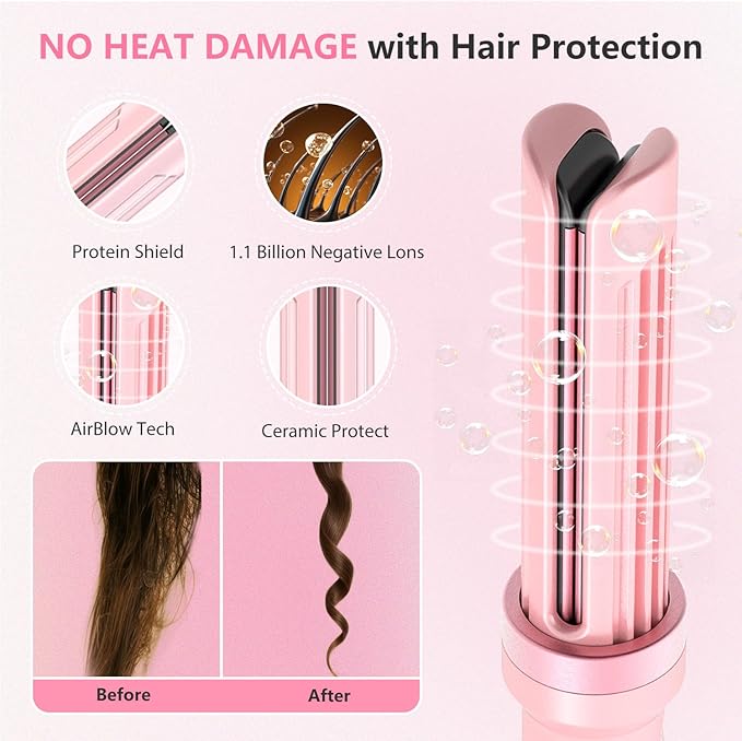 FORLIFA Pro 3-in-1 Auto Curling & Straightening Iron with AirBlow Tech for 72h Hold, Curling Wand with1.1billion Negative Ions, Triple Hair Protect & Burn-Free, Auto Shut-Off, Tangle-Free, HyperCurve