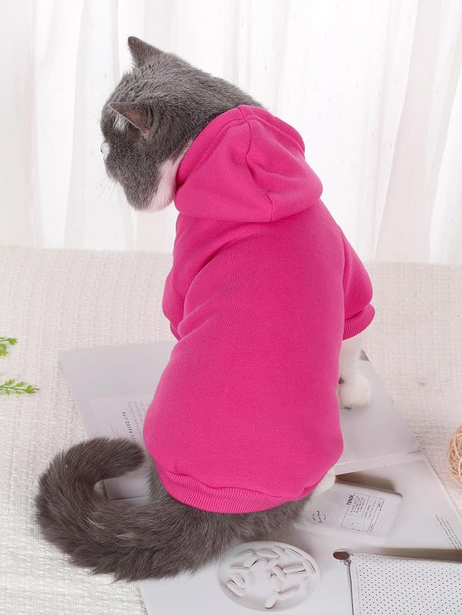 Basic Dog Hoodie Sweatshirt Puppy Sweater Warm Cat Costumes Pet Clothes for Chihuahua Puppy Kitten Small Medium Dogs Hot Pink X-Small