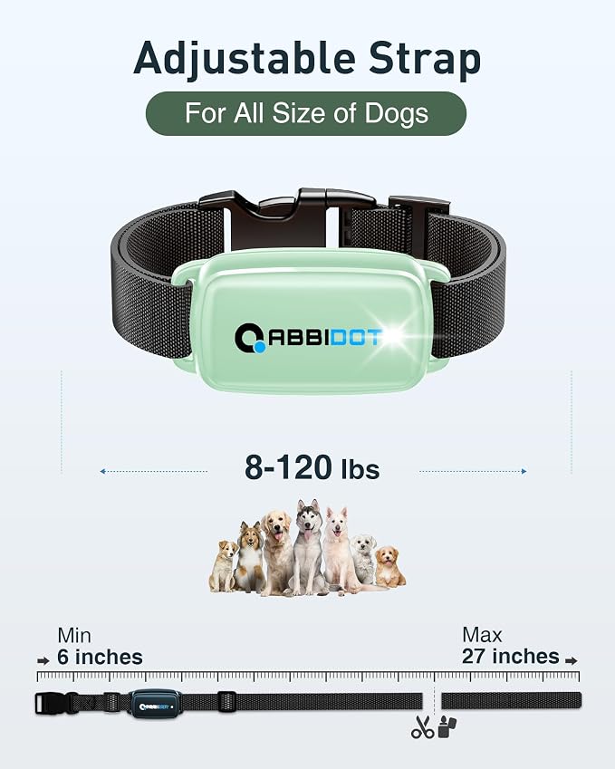 ABBIDOT Shock Collar for Dogs, 3300 FT Dog Training Collar with Remote, IPX7 Waterproof with 4 Training Modes, Rechargeable E-Collar for All Breeds (15-120 lbs) (Light Blue, 1 Collar)
