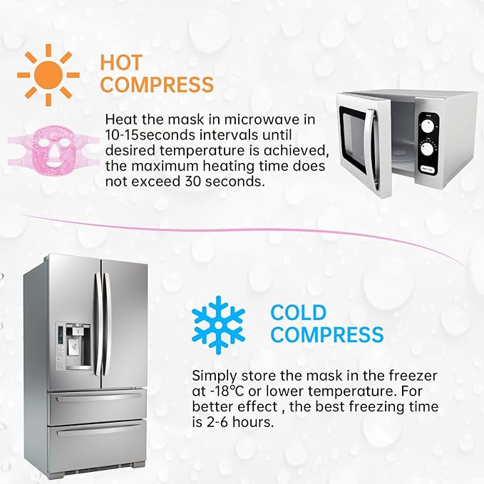 ZNÖCUETÖD Face Eye Mask Ice Pack for Reducing Puffiness, Bags Under Eyes, Puffy Dark Circles, Migraine,Hot/Cold Pack with Soft Plush Backing (Pink #19)