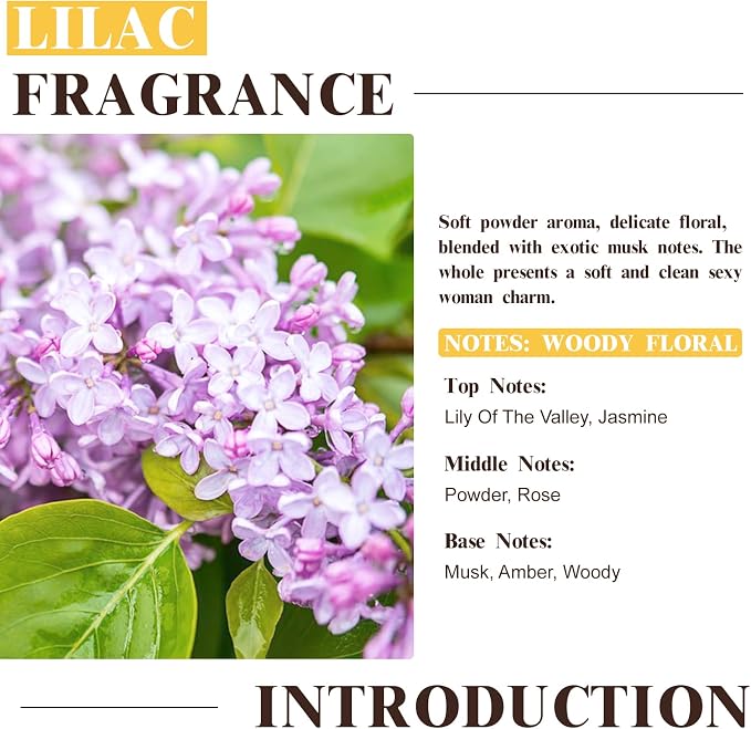 EUQEE 60ml Lilac Fragrance Oil with Glass Dropper for Diffuser(2.02 Fl oz) | Essential Oils for DIY Soap,Bath Bombs,Room & Linen Sprays