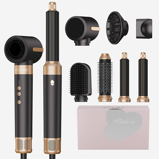 Atopskins Blow Dryer Brush, 7 in 1 Hair Dryer Hot Air Brush 110,000 RPM with Negative Ion Hair Styler for Fast Drying Straightening Curling Voluming