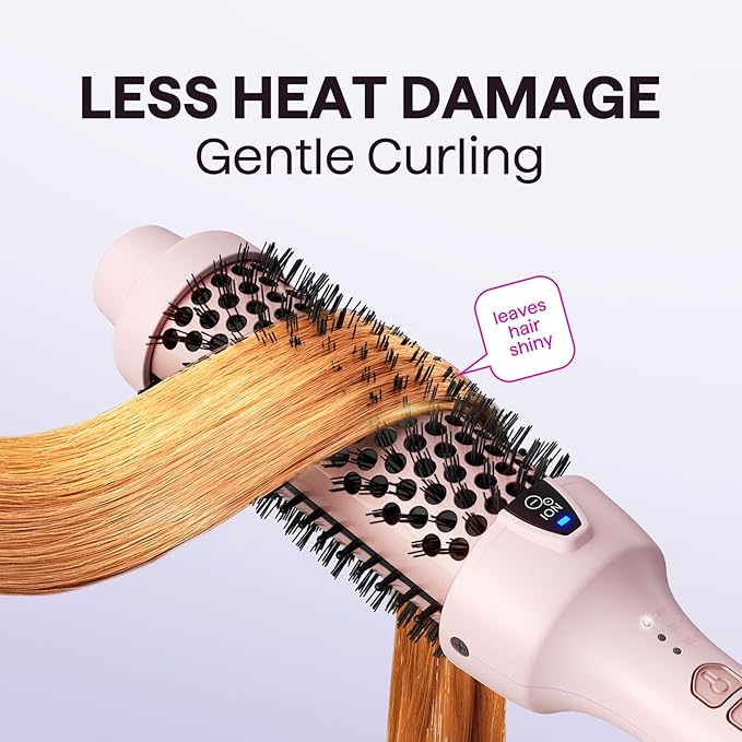 Wavytalk Updated Version Thermal Brush, 1.5 Inch Negative Ion Blowout Express Thermal Round Brush Creates Salon-Quality Blowouts, lonic Frizz Reduction Makes Hair Shinier & Smoother (Millennial Pink)