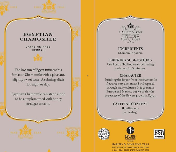 Harney & Sons Variety Pack Premium Tea Bags, 6 Flavors, 20 Tea Bags Each, (Egyptian Chamomile, English Breakfast, Hot Cinnamon Spice, Organic Peppermint, Japanese Sencha, Decaffeinated Ceylon )