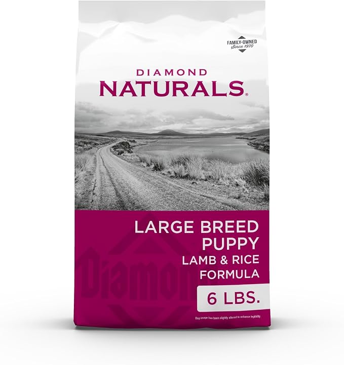 DIAMOND NATURALS Large Breed Puppy Dry Dog Food, Lamb & Rice, 6lb | Puppy, Adult & Senior Dogs | Nutrient Levels to Fuel Larger Growing Bodies | DHA for Proper Brain & Vision Development