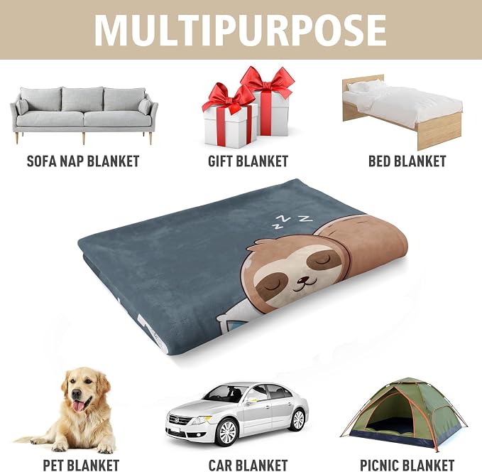Funny Gift for Dad, Dads Birthday Gift from Daughter Son, Dad is Charging Sloth Blanket, Dads Gifts for Fathers Day Christmas, Soft Sloth Throws Blanket for Father 60" x 50"
