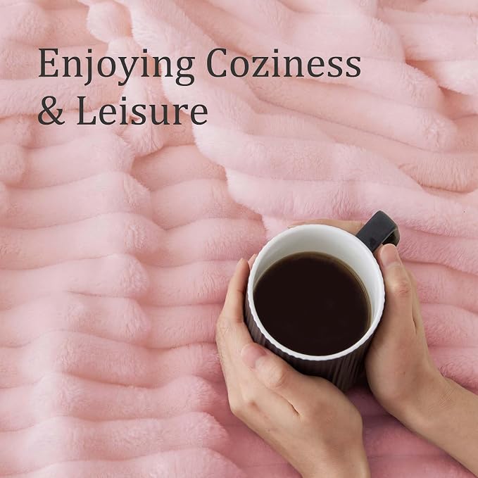 BEDELITE Striped Fleece Throw Blanket, Pink, 50"x60" | 300GSM Microfiber Fleece, Soft Cozy, Lightweight Warm, Machine Washable, Room Decor, Gifts for Women Girls, for Couch Sofa