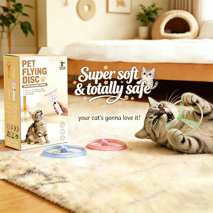 20Pcs Cat Toy Flying Discs, Interactive Cat Fetch Toy for Indoor Cats, Chasing Hunting Training Toys for Kittens & Adult Cats（20Pcs）