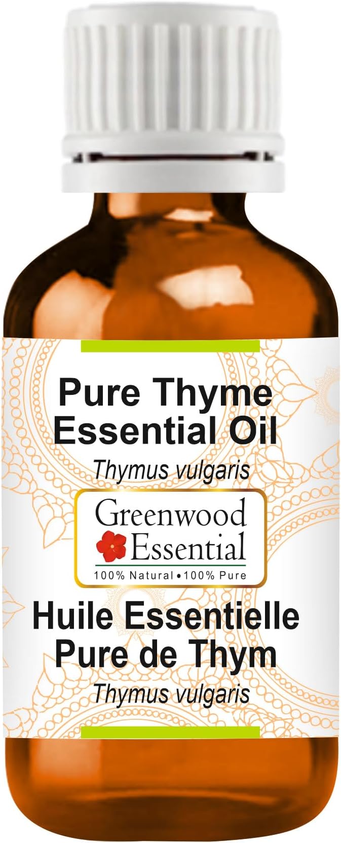 Greenwood Essential Thyme Essential Oil (Thymus vulgaris) Steam Distilled 50ml (1.69 oz)