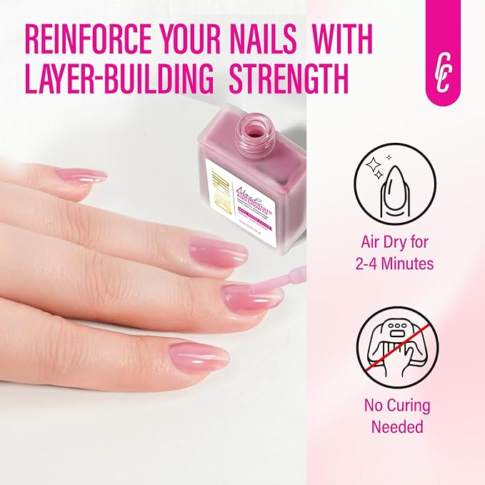Nail Strengthener for Women: 8 in 1 Dusty Rose Nail Hardener Extra Strong and Growth - Nail Polish Hardener for Weak and Damaged Nails 15ml