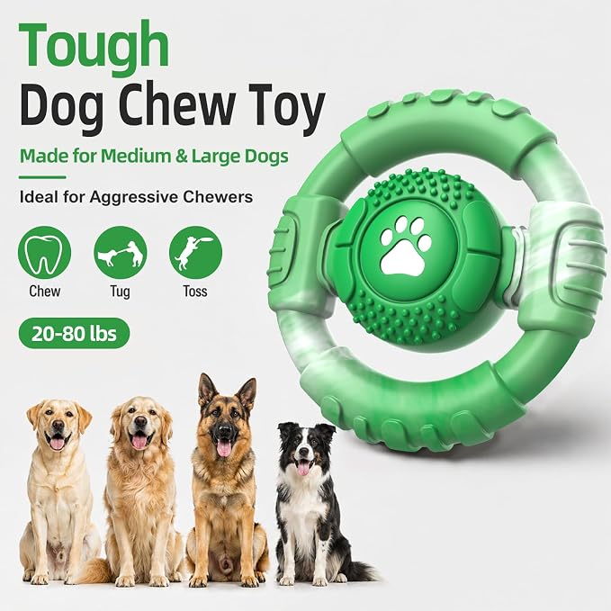 Pamlulu Tough Dog Toys for Aggressive Chewers, Indestructible Dog Toy for Large Dogs, Nylon Chew Toys for Medium Large Breed, Interactive Dog Toys to Keep Them Busy, Dog Birthday