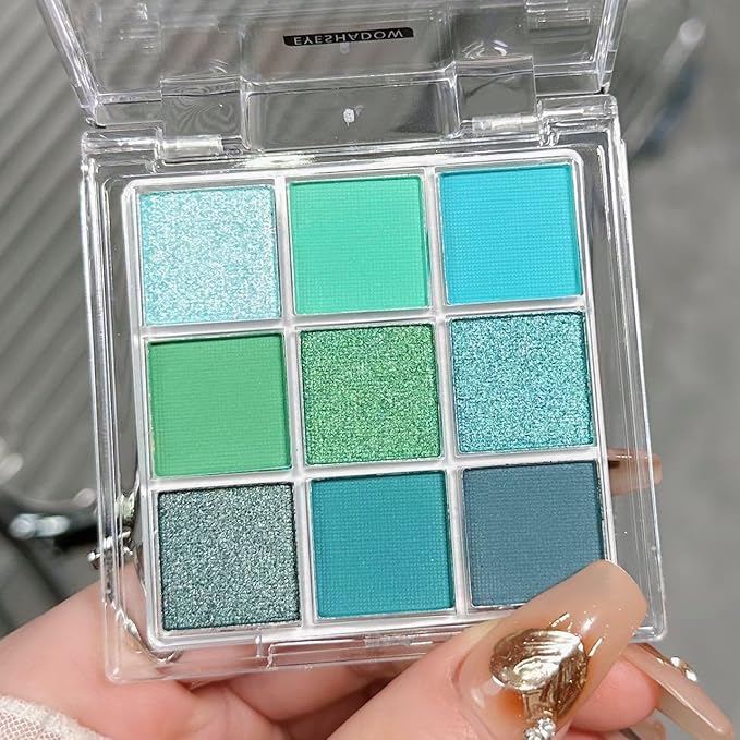 9 Colors Eyeshadow Palette - Avocado Green Eyeshadow Theme, High Pigmented Blendable Matte & Glitter Shimmer Finishes, 24-Hour Long Lasting Eye Makeup for Christmas & Music Festivals(Avocado Green)