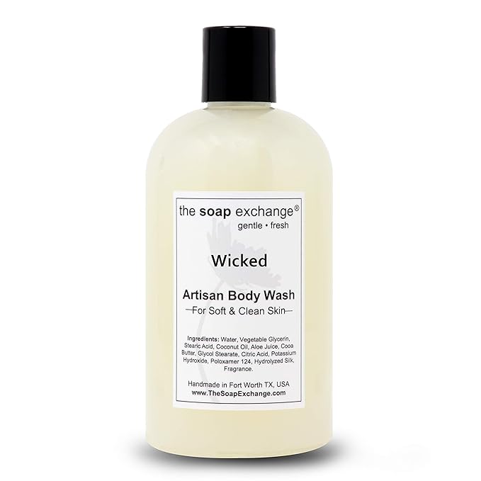 The Soap Exchange Body Wash - Wicked Scent - Hand Crafted 12 fl oz / 354 ml Natural Artisan Liquid Soap for Hand, Face & Body, Shower Gel, Cleanse, Moisturize, & Protect. Made in the USA.