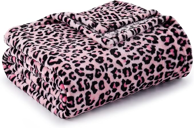 BEDELITE Fleece Blanket Soft Plush Throw for Couch Pink Leopard 50"x60" | Ultra Soft Fleece, Plush Microfiber, Lightweight Warmth, All Season Comfort, Leopard Decor, Machine Washable, Couch Sofa Bed