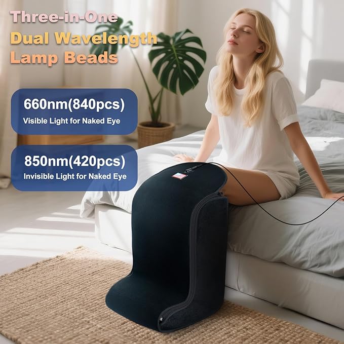 Red-Light-Therapy-Feet-Legs,2025 Upgraded 4 Modes for Legs Ankle,Infrared Light Therapy Consisting of 420 Dual Wavelength LED,Adjustable Power and Time Controller,13 * 10 * 20IN