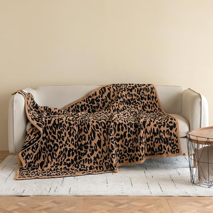 MH MYLUNE HOME Ultra Soft Leopard Throw Blanket Plush, Brown, 71"x78" | Reversible Cheetah Print Blanket, Comfy Fluffy Fuzzy Plush Blanket Throws for Couch Bed, Cozy Blankets for Women Gift