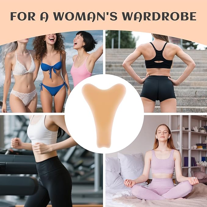 4 Pack Y Shape Concealer for Women,Reusable Anti Underwear for Women,Invisible Silicone Ladies' Seamless Pads Cover for Leggings Swimsuits All and Yoga Pants(Dark Skin)