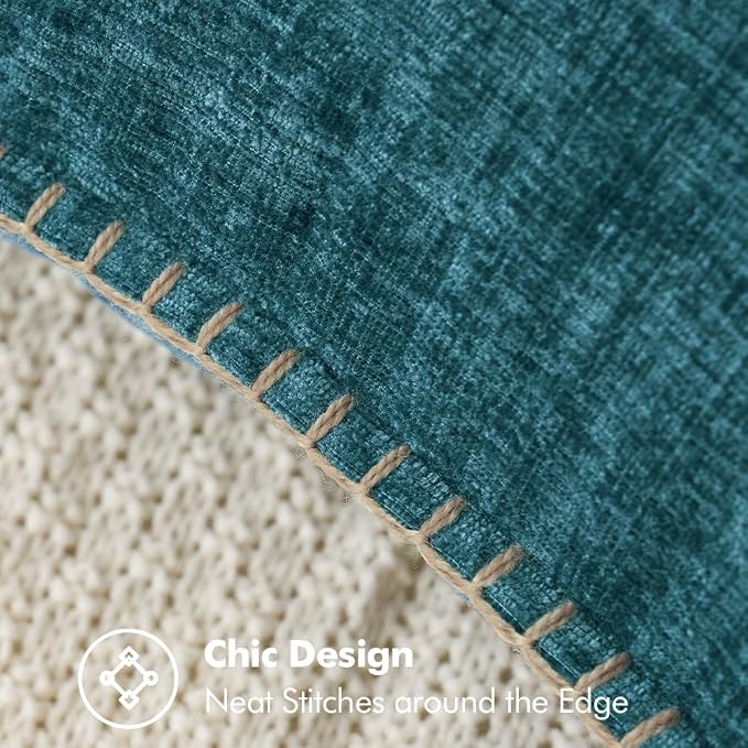 MIULEE Decorative Couch Throw Pillow Covers 16x16 Inch Dark Teal 2 Pack | Farmhouse Pillow Covers with Stitched Edge, Soft Chenille Cushion Cases, for Sofa Bed Living Room Home Decor