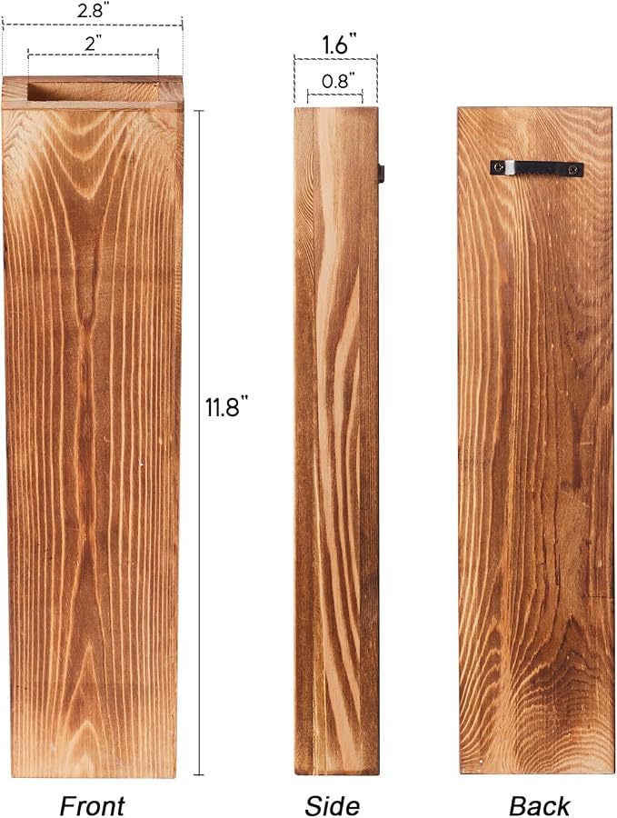 3 Pack Wood Wall Planters with 6 Faux Eucalyptus Stems for Wall Decor