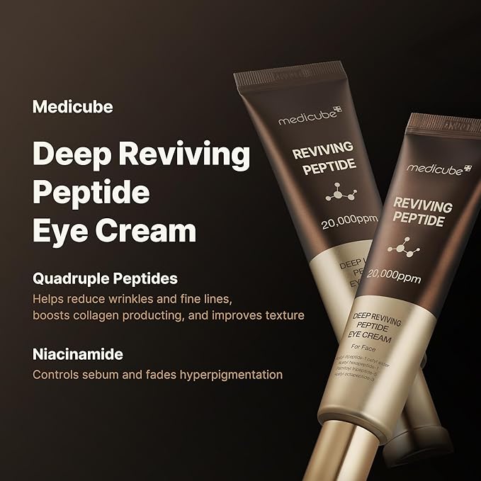 medicube Deep Reviving Peptide Eye Serum 1.01 Fl. Oz., | Eye Treatment Serum with Quadruple Peptides, Niacinamide, and Squalane | Reduces Signs of Aging and Fine Lines