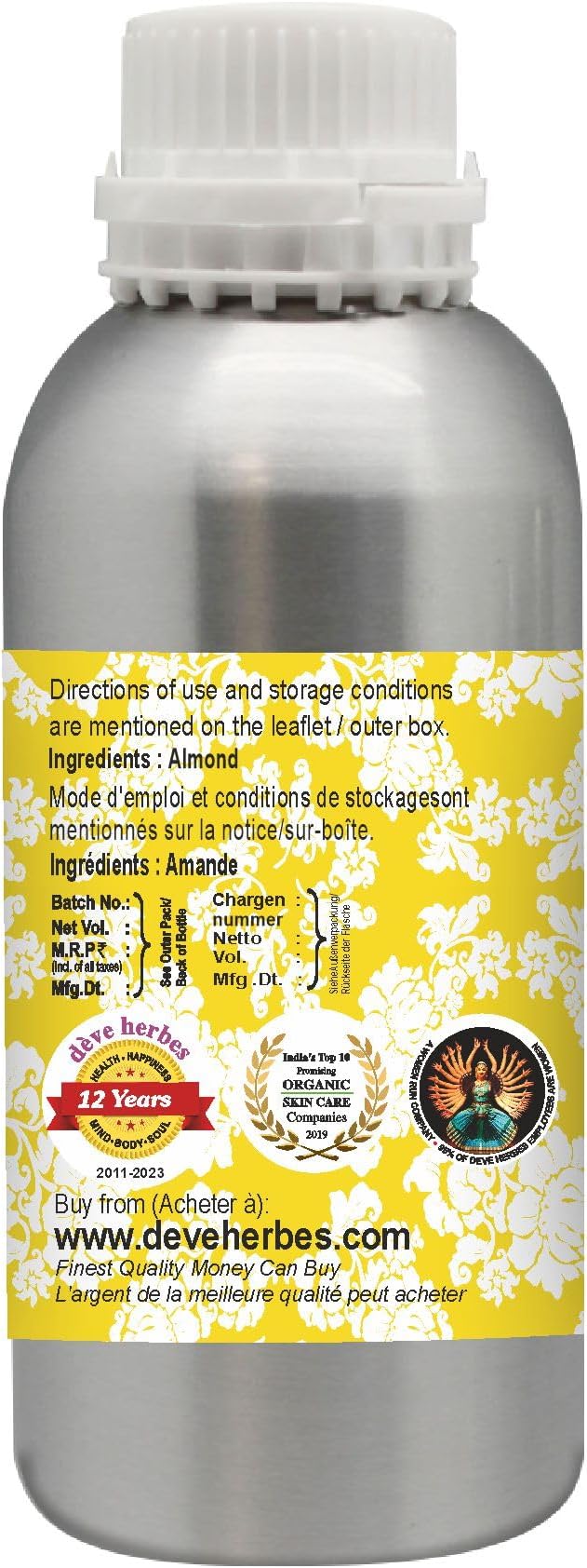 Deve Herbes Pure Psoralea Oil (Psoralea corylifolia) Cold Pressed 300ml (10 oz)