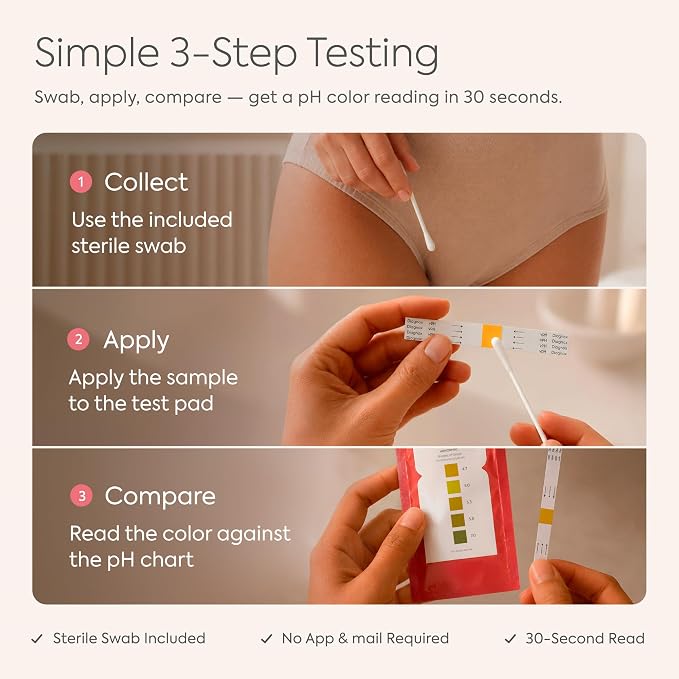 Vaginal pH Test Kit for Women - At Home BV & Yeast Infection Kit - 10 Tests | Individually Wrapped