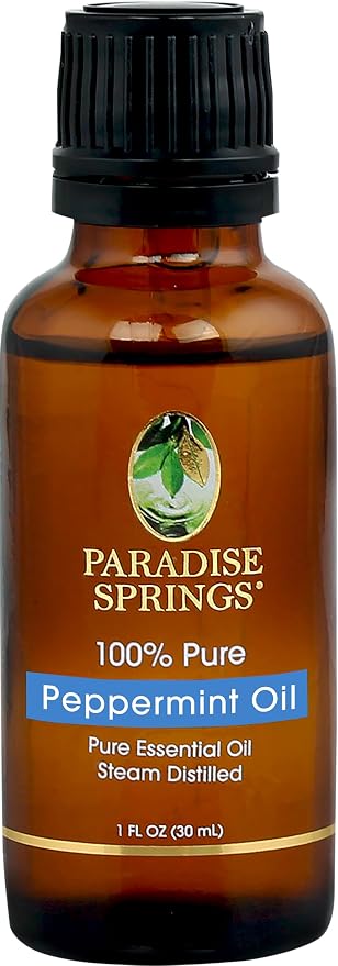 Paradise Springs Peppermint Essential Oil 1 fl oz (30ml) | 100% Pure & Natural Peppermint Oil for Aromatherapy, Diffusers, Humidifiers, Massage & Home Fragrance