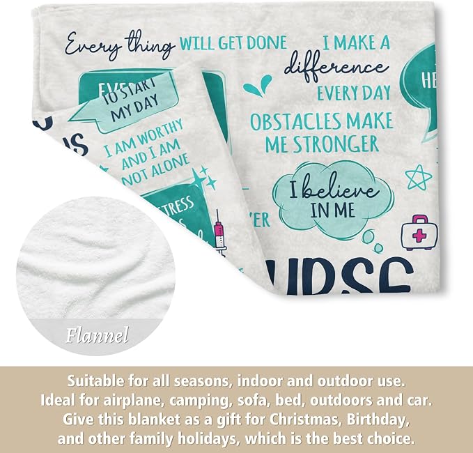 Craftique Nurse Gifts for Women Men- Nurse Blanket with Daily Affirmations | LPN RN Gifts for Nurses, Appreciation/Graduation/Christmas/Birthday Gifts for Nurse, Nursing School, Nurses Week/Day, Soft