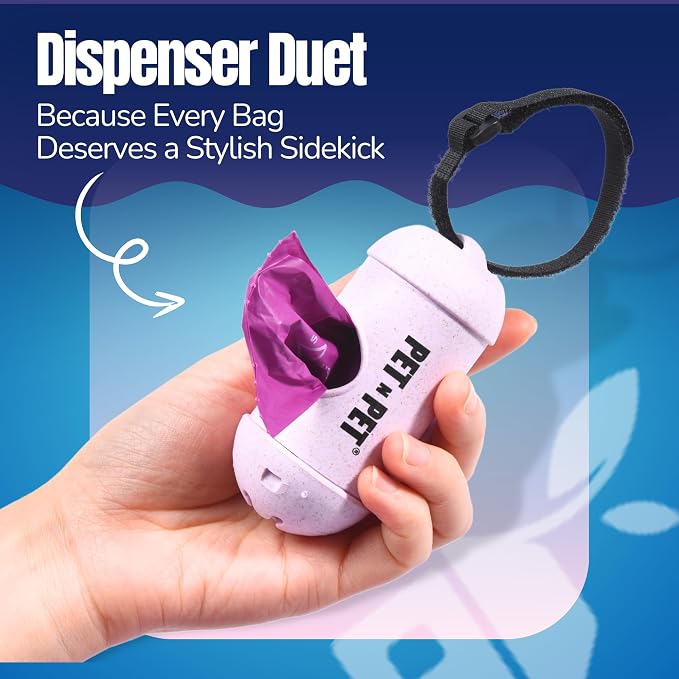 PET N PET Poop Bags for Dogs, 288 Count Lavender Scented Dog Waste Bags with Leash Dispenser, USDA Certified 38% Plant Based & 62% PE Dogs Waste Bag (Pack of 2)