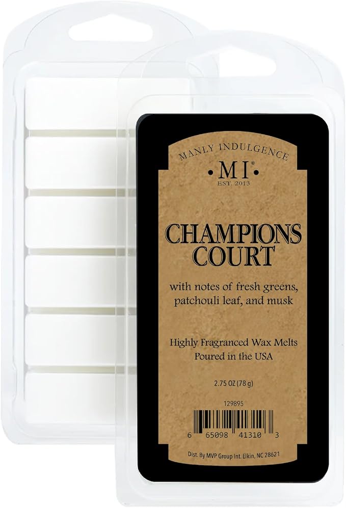 Manly Indulgence Champions Court Scented Wax Melts, Wax Melt Warmer Cubes, Long Lasting Scented Wax Warmer Cubes, 4 Pack, 6 Cubes Each - Made in The USA