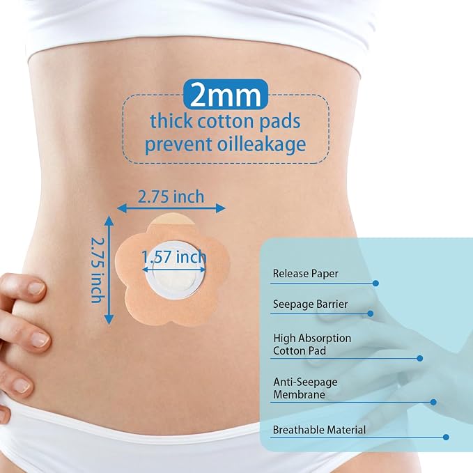 32 Pcs Castor Oil Belly Button Patches, Disposable Anti Leakage Castor Oil Pack Wrap(Oil Not Included), 2.8" x 2.8"