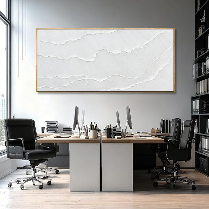 WINKAILIN Extra Large White Wave Canvas Wall Art for Living Room 40x88 Inch