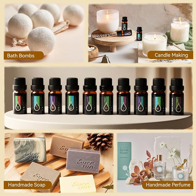 Essential Oils Set, 20 x 10ML Essential Oil Gift for Massage & Diffuser | Refreshing, Sleep, Cars & Home Products, Eucalyptus, Lavender, Peppermint, Tea Tree More Aromatherapy Oil